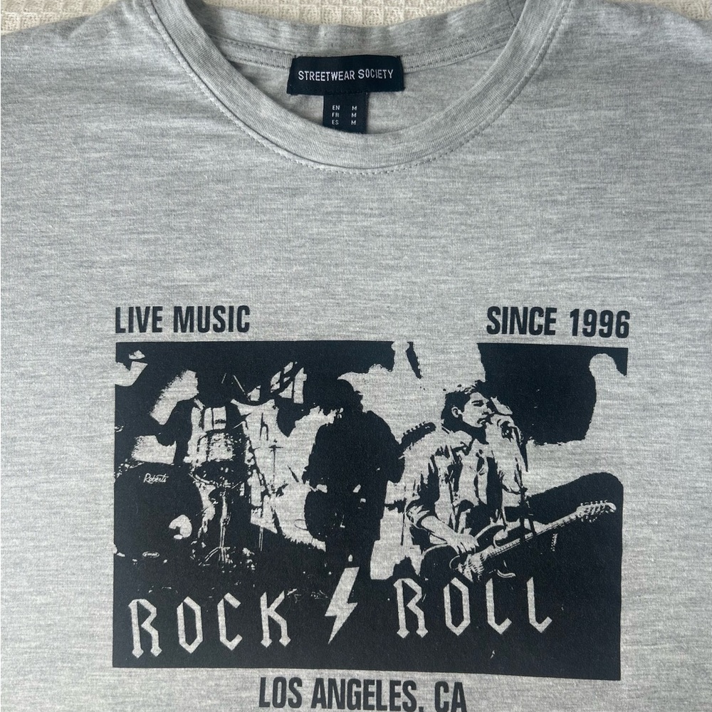 Streetwear Society Gray Rock & Roll Graphic T-Shirt